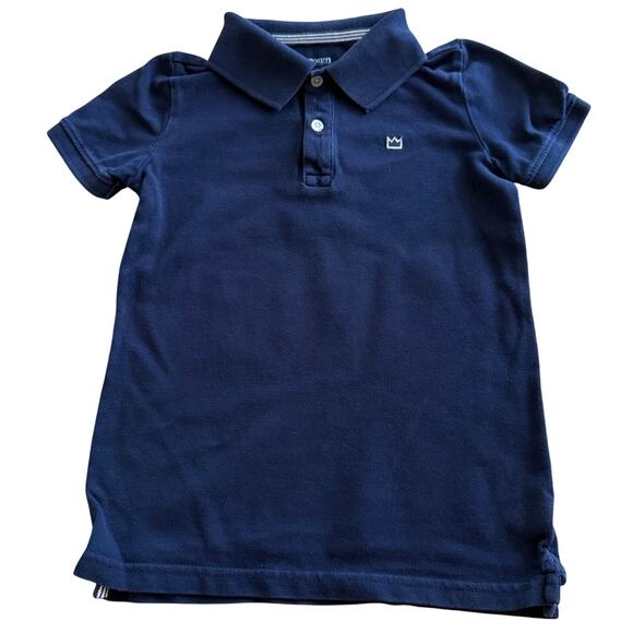 Crown & Ivy Kids Navy Blue Polo Shirt Pique Knit Short Sleeve Preppy Size 5 - Picture 1 of 4